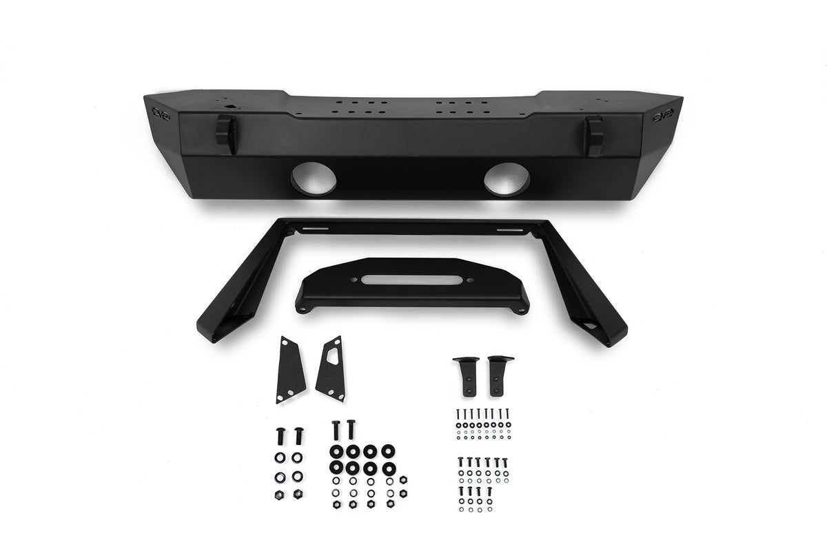 DV8 Offroad - FS-25 Stubby Front Bumper with Plated Bull Bar - FBJL-06
