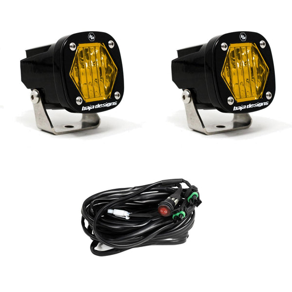 Baja Designs S1 Amber Wide Cornering LED Light w/ Mounting Bracket Pair - 387815