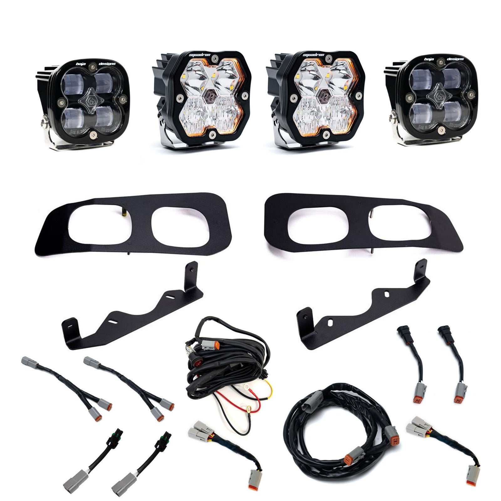 Baja Designs 23-25 Ford Super Duty Squadron Sport/SAE 2.0 Dual Fog Pocket Kit (Diving/Combo) - Clear - 440031