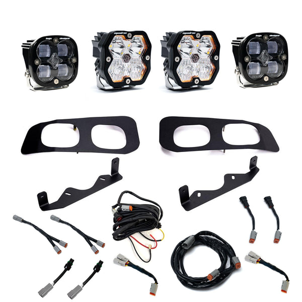Baja Designs 23-25 Ford Super Duty Squadron Sport/SAE 2.0 Dual Fog Pocket Kit (Diving/Combo) - Clear - 440031