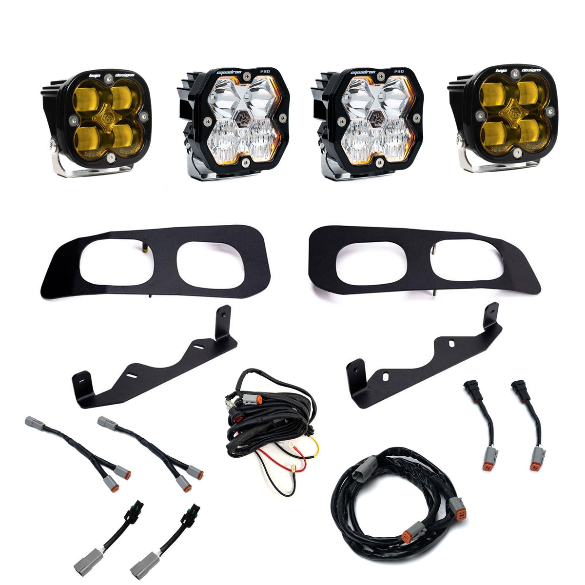 Baja Designs 23-25 Ford Super Duty Squadron Pro/SAE 2.0 Dual Fog Pocket Kit (SAE Fog) - Baja Amber - 440034