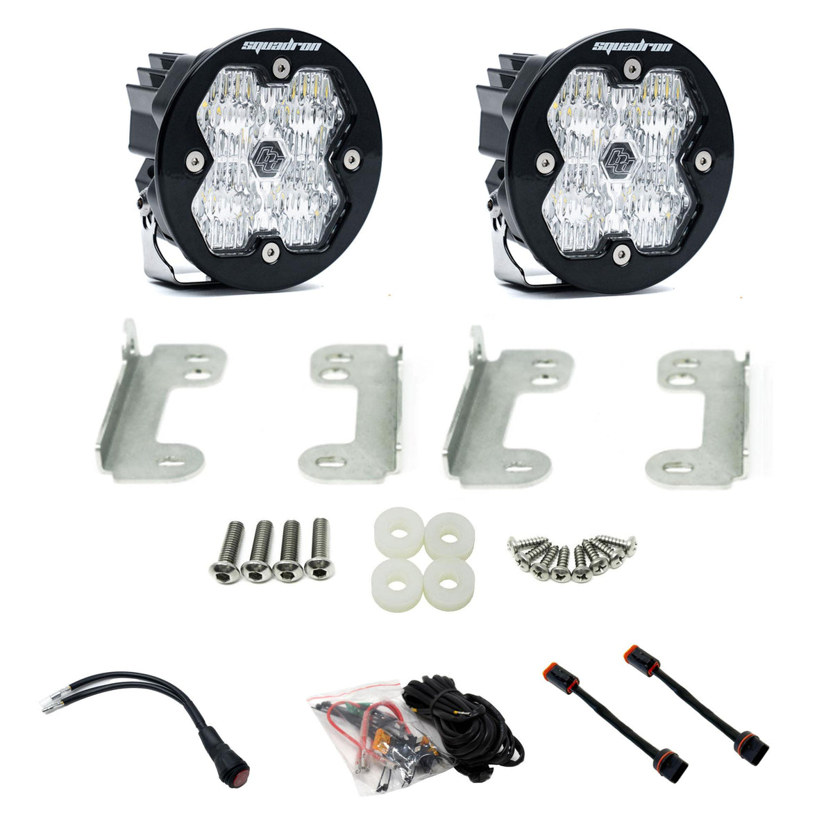 Baja Designs 18-25 JL/JT / 20-25 Gladiator Squadron-R Sport 2.0 Fog Kit OE Sahara Bumper (WC) -Clear - 440049