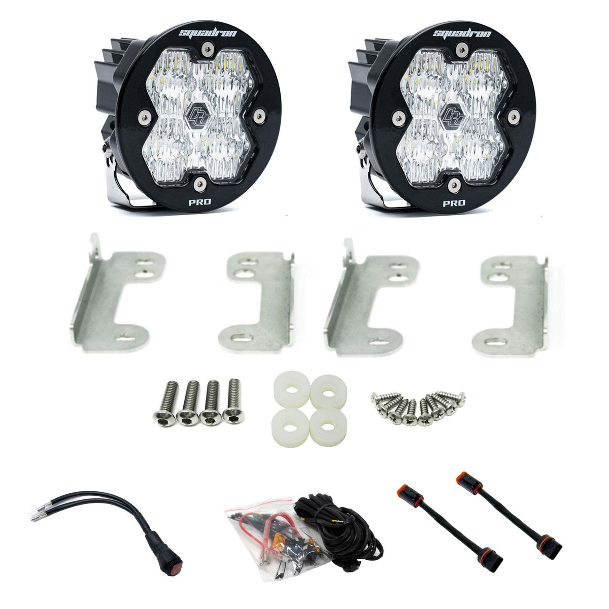 Baja Designs 18-25 JL/JT / 20-25 Gladiator Squadron-R Pro 2.0 Fog Pkt Kit OE Sahara Bmpr (WC) -Clear - 440050