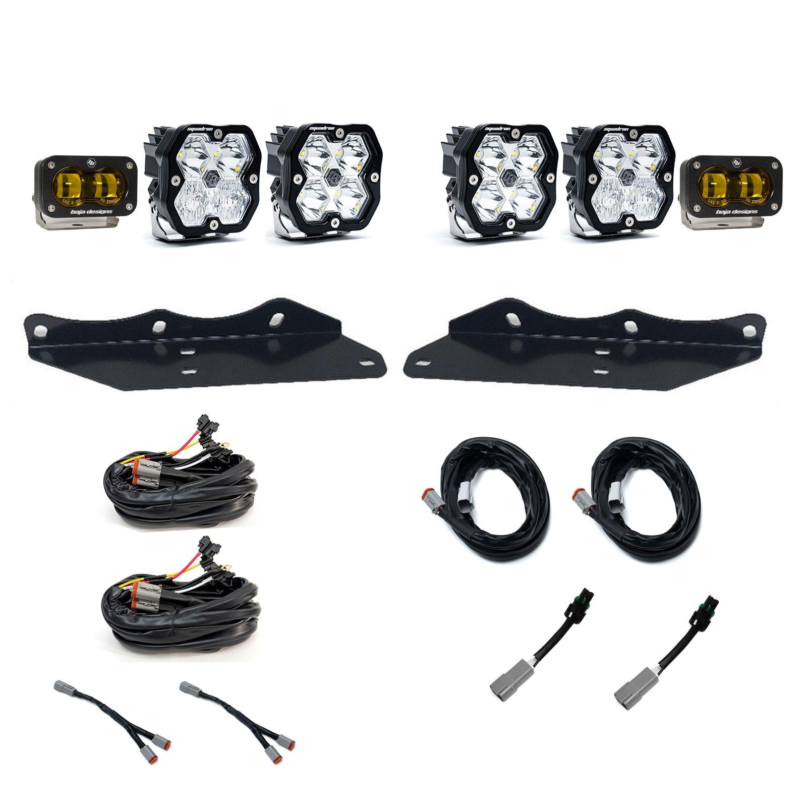 Baja Designs 17-20 Ford Raptor Squadron SAE 2.0/S2 Fog Pocket Kit Sportsman (SAE Fog) - Baja Amber - 440061