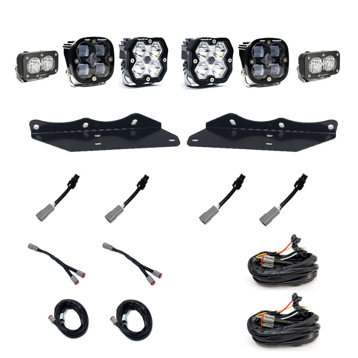 Baja Designs 17-20 Ford Raptor Squadron 2.0 Sport (Spot) + 1.0 SAE + S2 Sport W/C Fog Pkt Kit -Clear - 440069