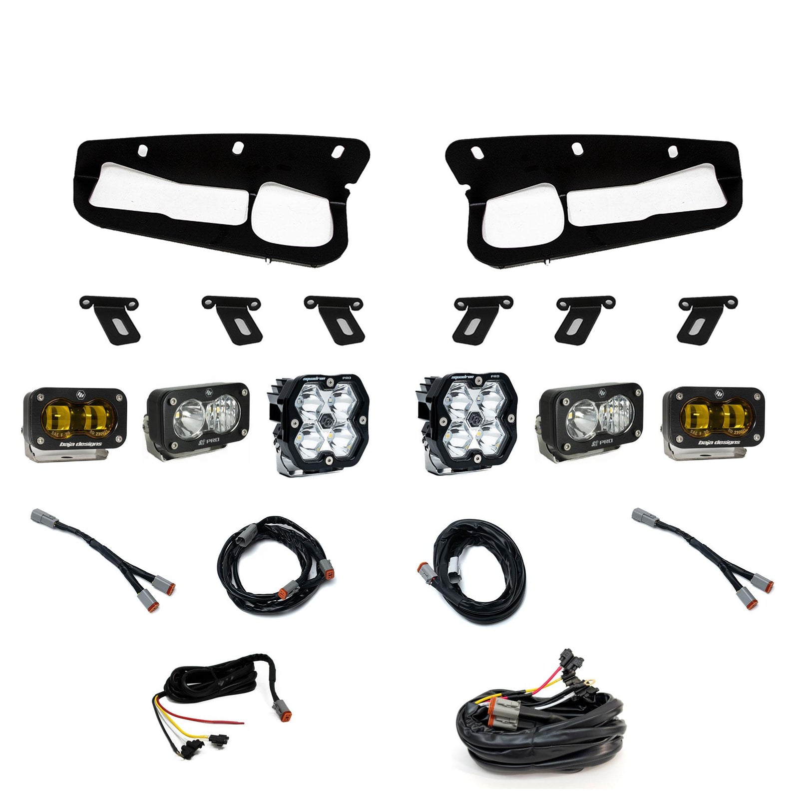 Baja Designs 21-25 Ford Bronco Squadron 2.0 Pro (Spot) & S2 Pro D/C / S2 SAE Ambr FPK ST Bmpr w/UP - 440084UP