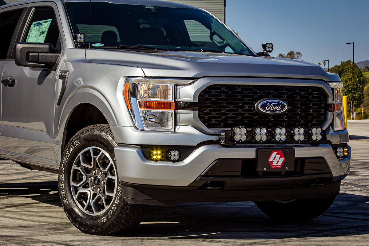 Baja Designs 21-22 Ford F-150 Squadron SAE Amber/Pro DC Up w/ DRL Fog Pocket Light Kit - 447868UP