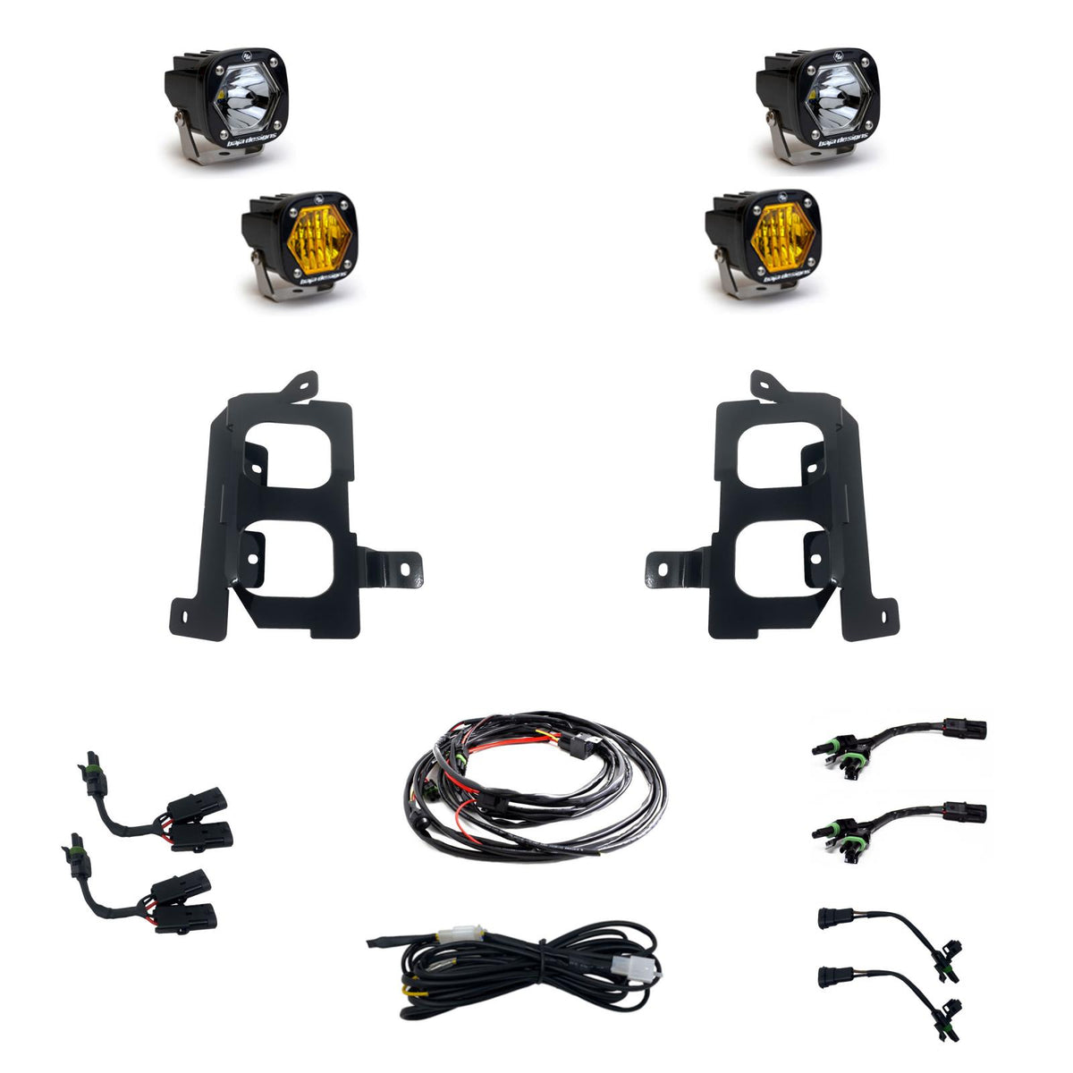 Baja Designs 19+ GMC 1500 S1 Fog Pocket Mount Kit Clear Spot / Amber Wide Cornering - 448084