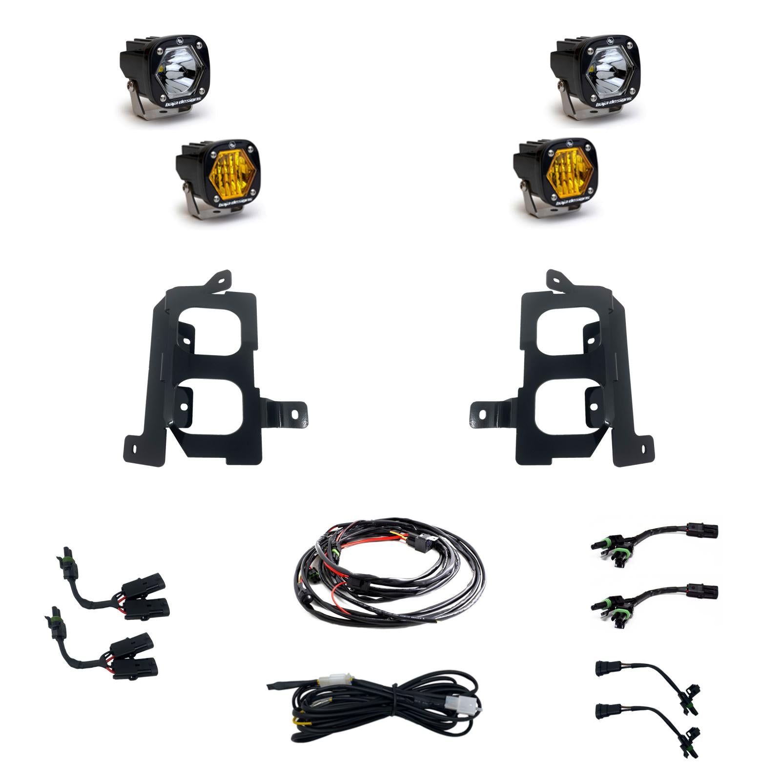 Baja Designs 19+ GMC 1500 S1 Fog Pocket Mount Kit Clear Spot / Amber Wide Cornering - 448084