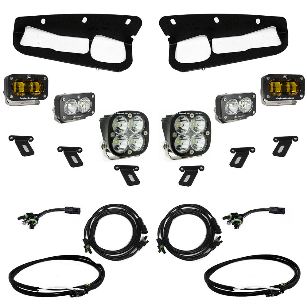 Baja Designs 21-22 Ford Bronco w/Steel Bumper S2 SAE Sportsmen Fog Pocket Light Kit - Amber - 448178