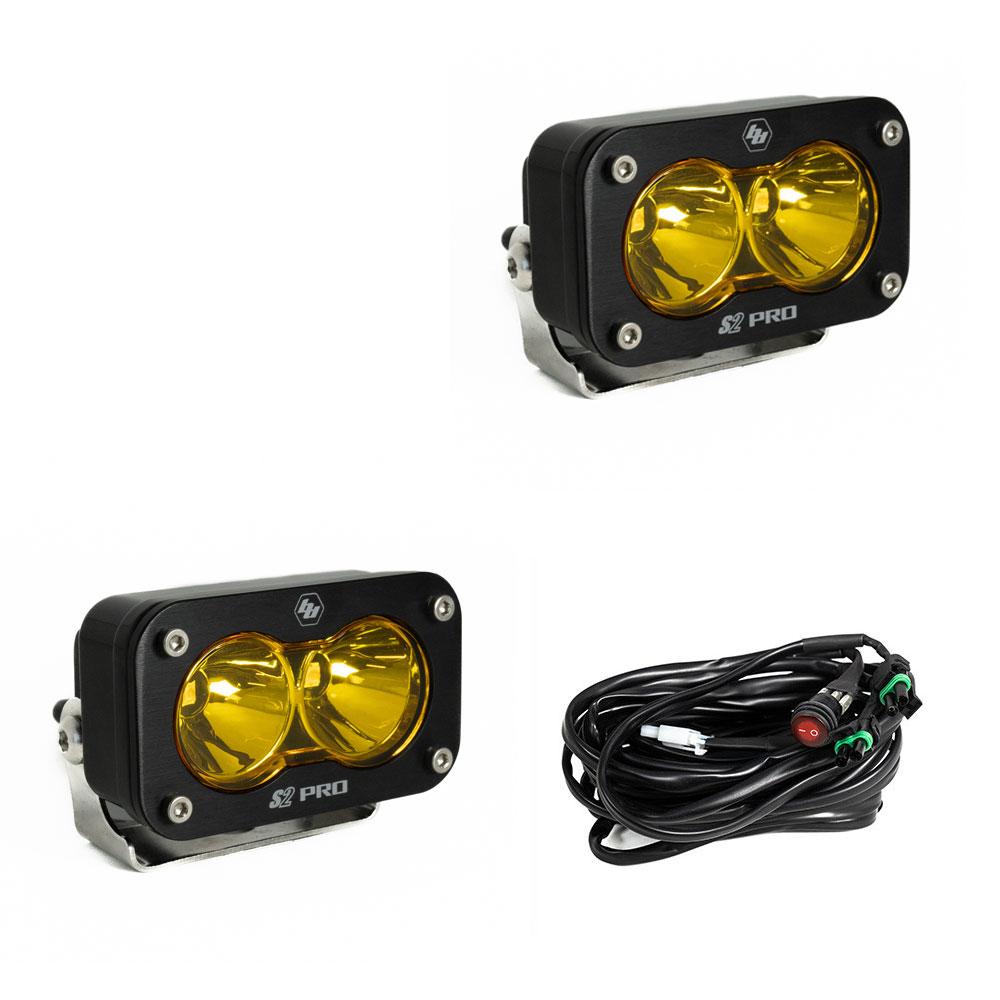 Baja Designs S2 Pro Series LED Light Pods Amber Lens Spot Pattern - Pair - 487811