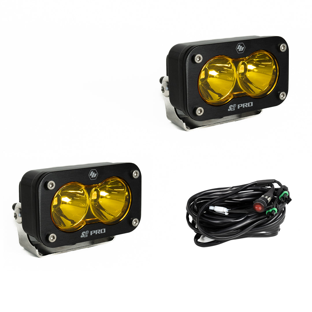 Baja Designs S2 Pro Series LED Light Pods Amber Lens Spot Pattern - Pair - 487811