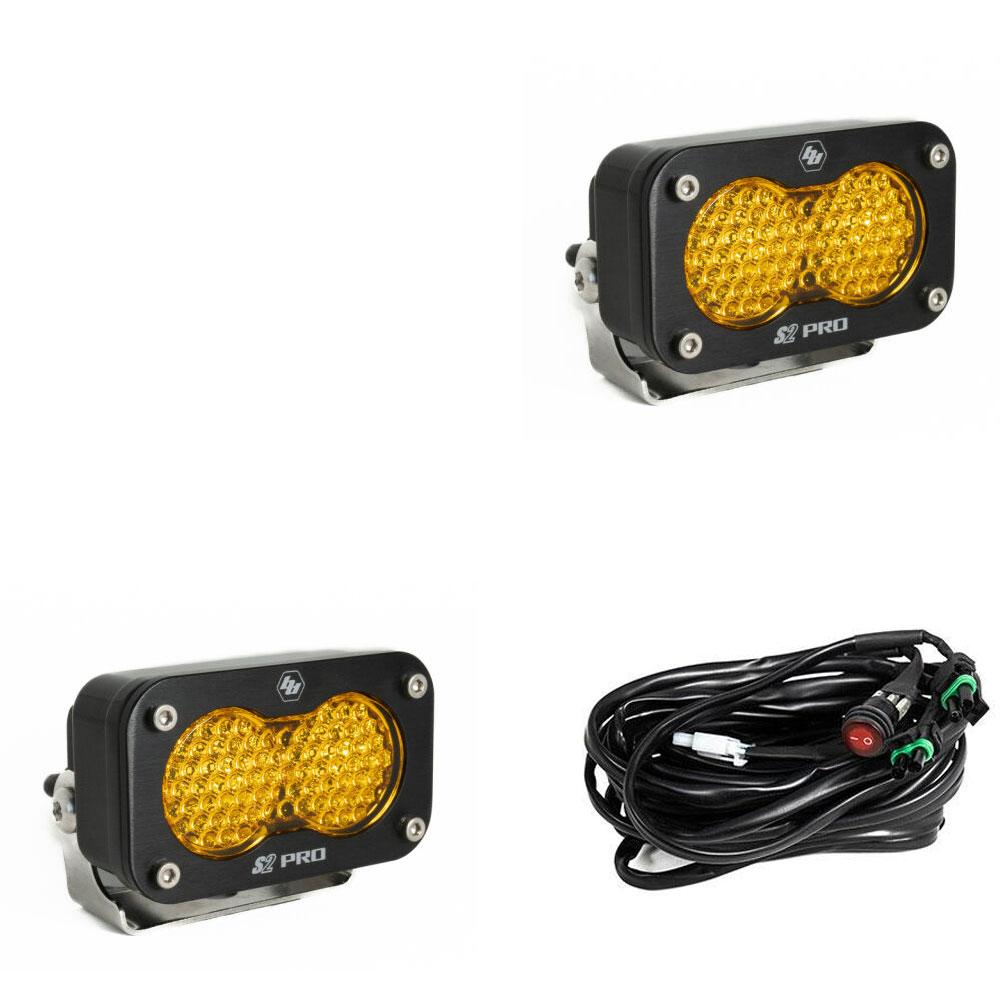 Baja Designs S2 Pro Series LED Light Pods Amber Lens Work/Scene Pattern - Pair - 487816