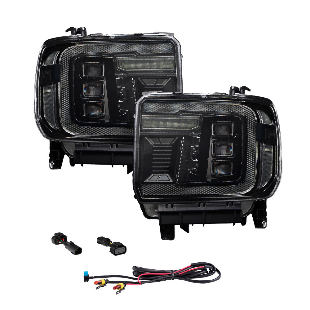 Form Lighting 2014+ GMC Sierra 1500/2500/3500 LED Projector Headlights Amber DRL (Pair) - FL0023