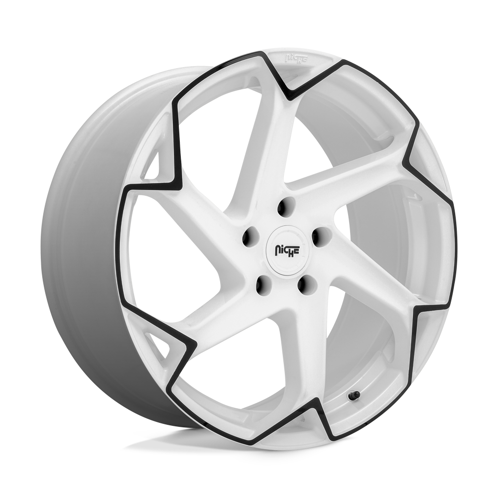 Niche 1PC M257 Flash 20X10.5 5X112 +27MM Gloss White W/ Black