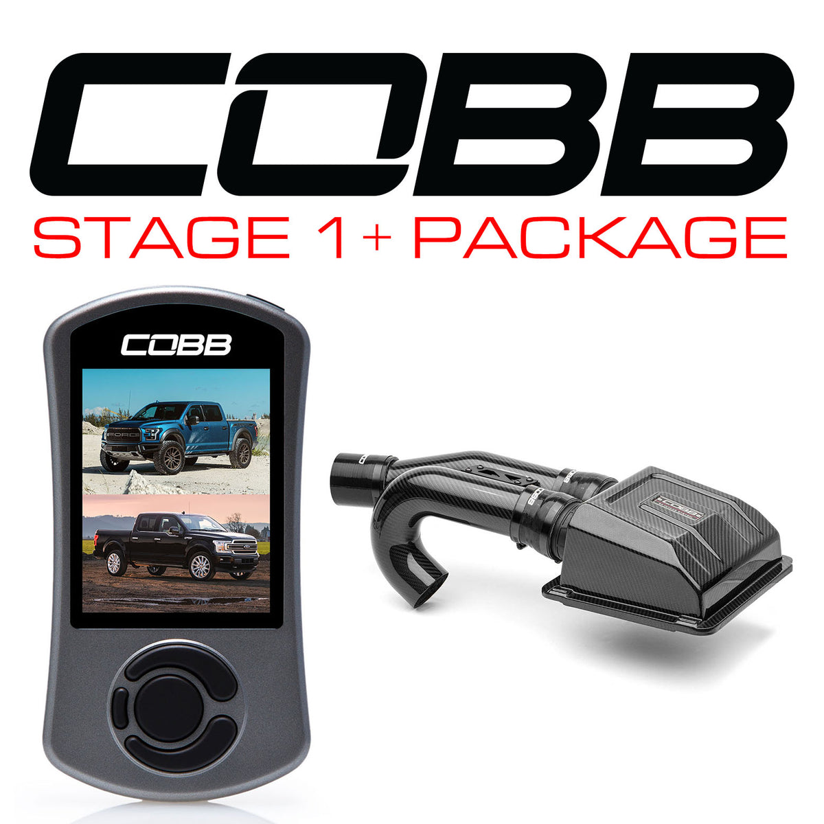 Cobb 17-20 Ford F-150 Raptor Stage 1+ Redline Carbon Fiber Power Package - FOR005001P-RED