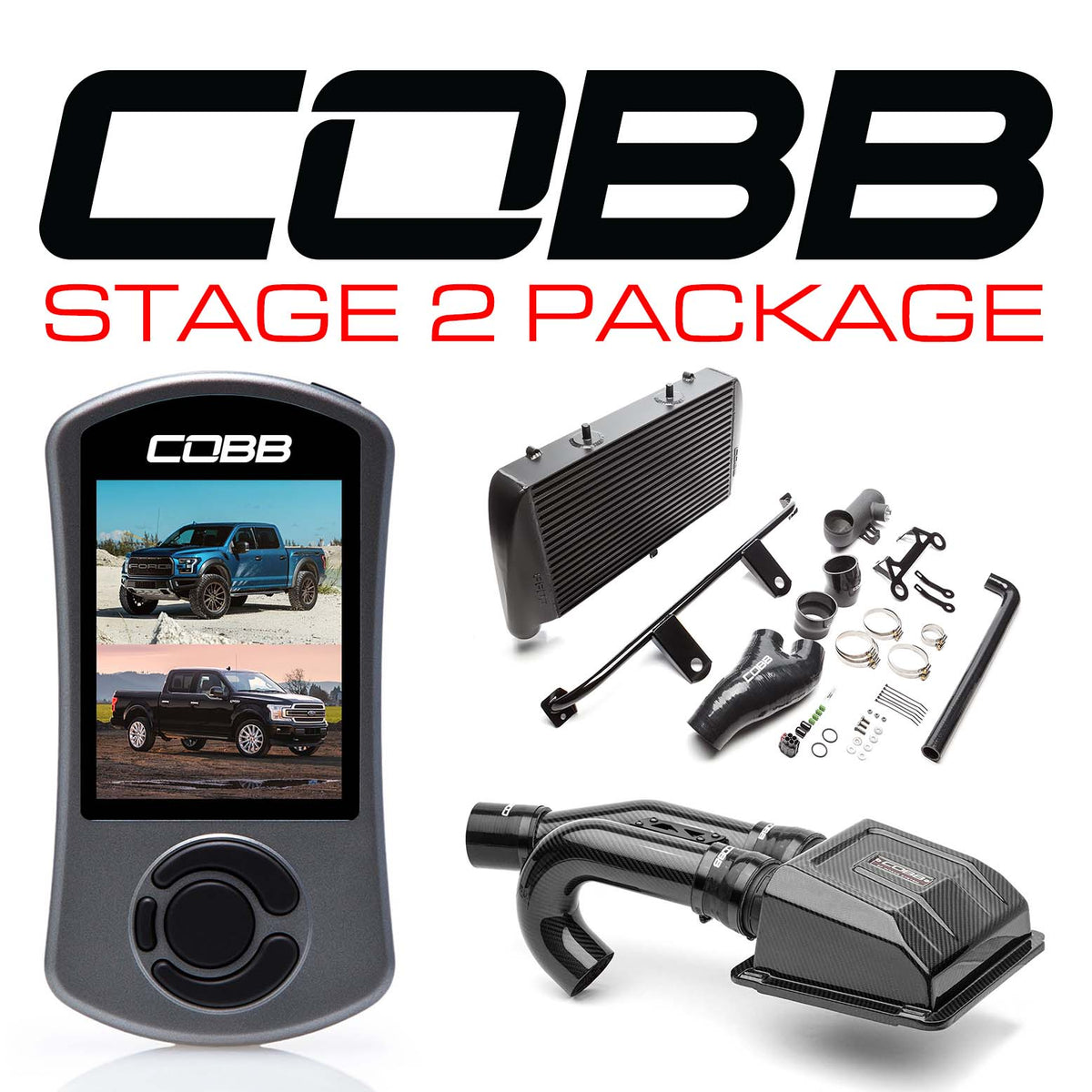 Cobb 17-20 Ford F-150 Raptor Stage 2 Redline Carbon Fiber Power Package - Black - FOR0050020BK-RED
