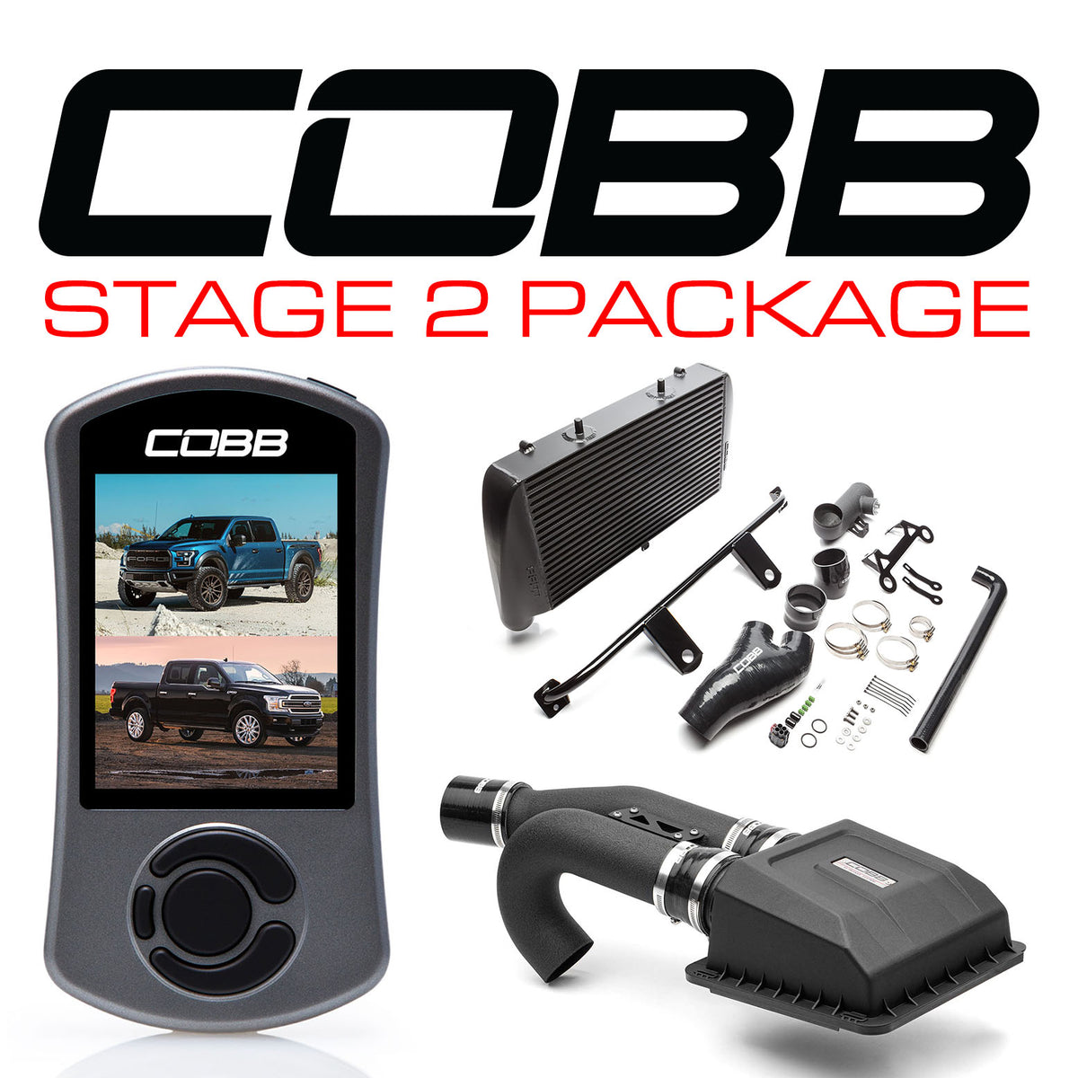 Cobb 17-19 Ford F-150 Raptor Stage 2 Power Package w/TCM Flashing - Black - FOR0050020BK-TCM