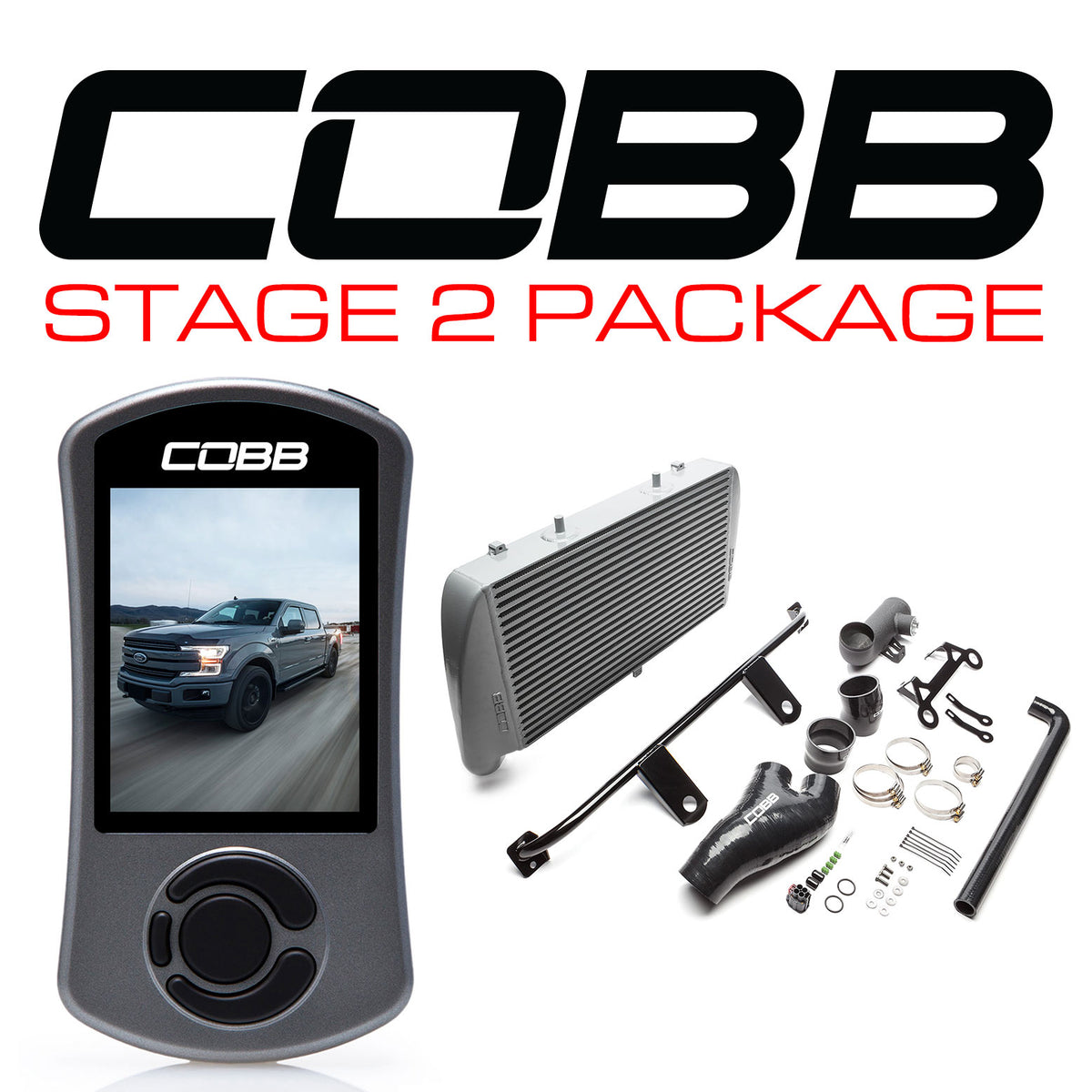 Cobb 17-19 Ford F-150 EcoBoost 3.5L Stage 2 Power Package w/TCM (No Intake) - Silver - FOR0060020SL-TCM-NI
