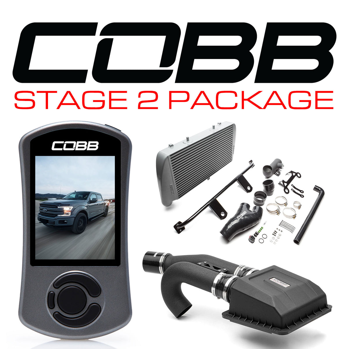 Cobb 17-19 Ford F-150 EcoBoost 3.5L Stage 2 Power Package w/TCM - Silver - FOR0060020SL-TCM