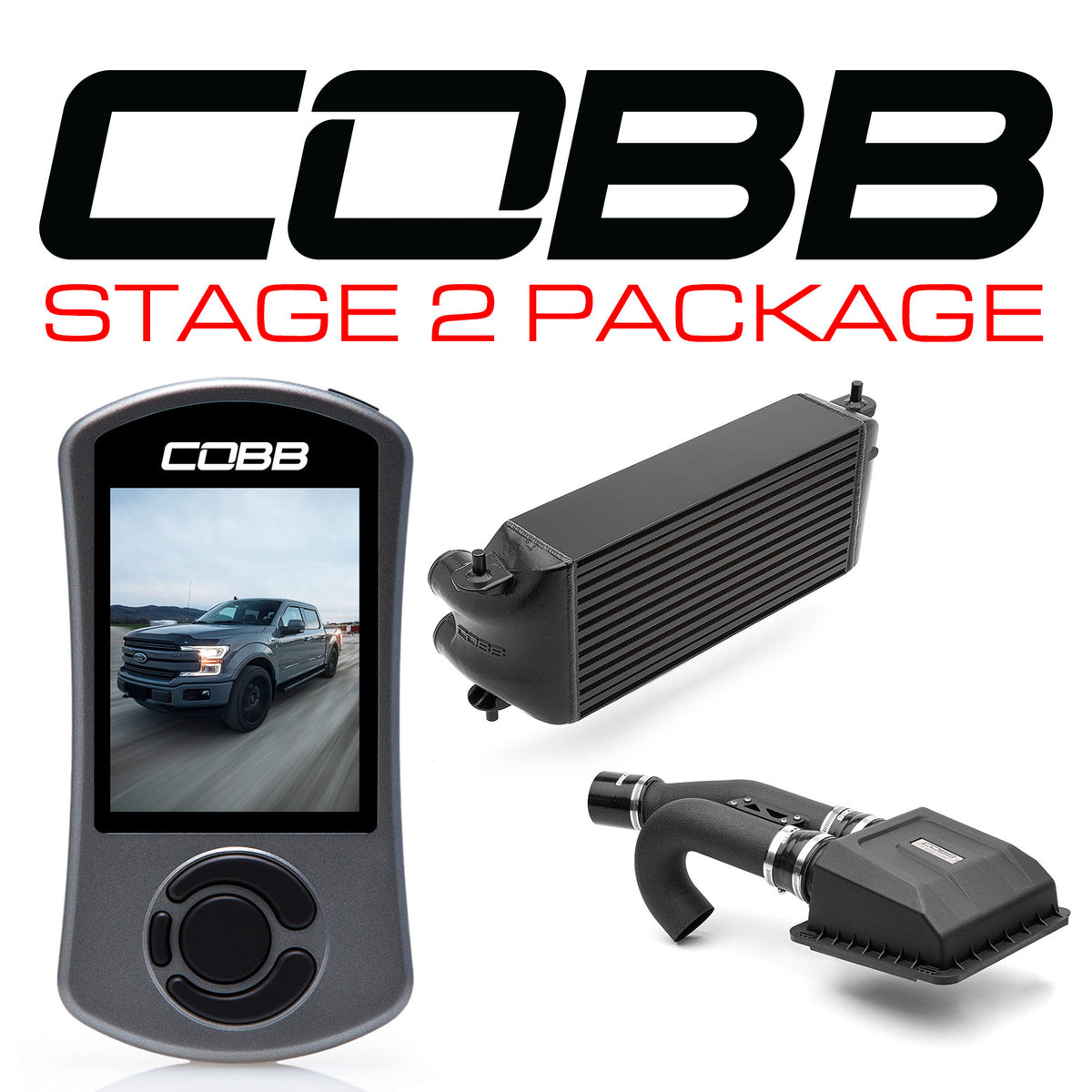 Cobb 17-19 Ford F-150 EcoBoost 3.5L Stage 2 Power Package w/TCM - Black - FOR0060S20BK-TCM