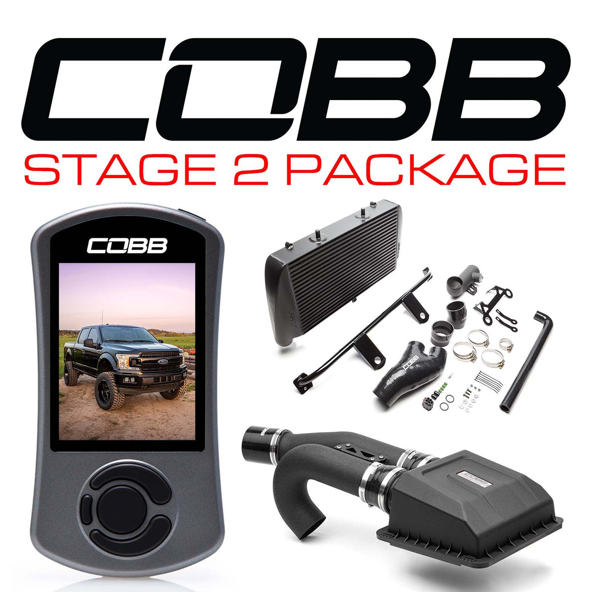 Cobb 2020 Ford F-150 EcoBoost 3.5L Stage 2 Power Package - Black - FOR0070020BK