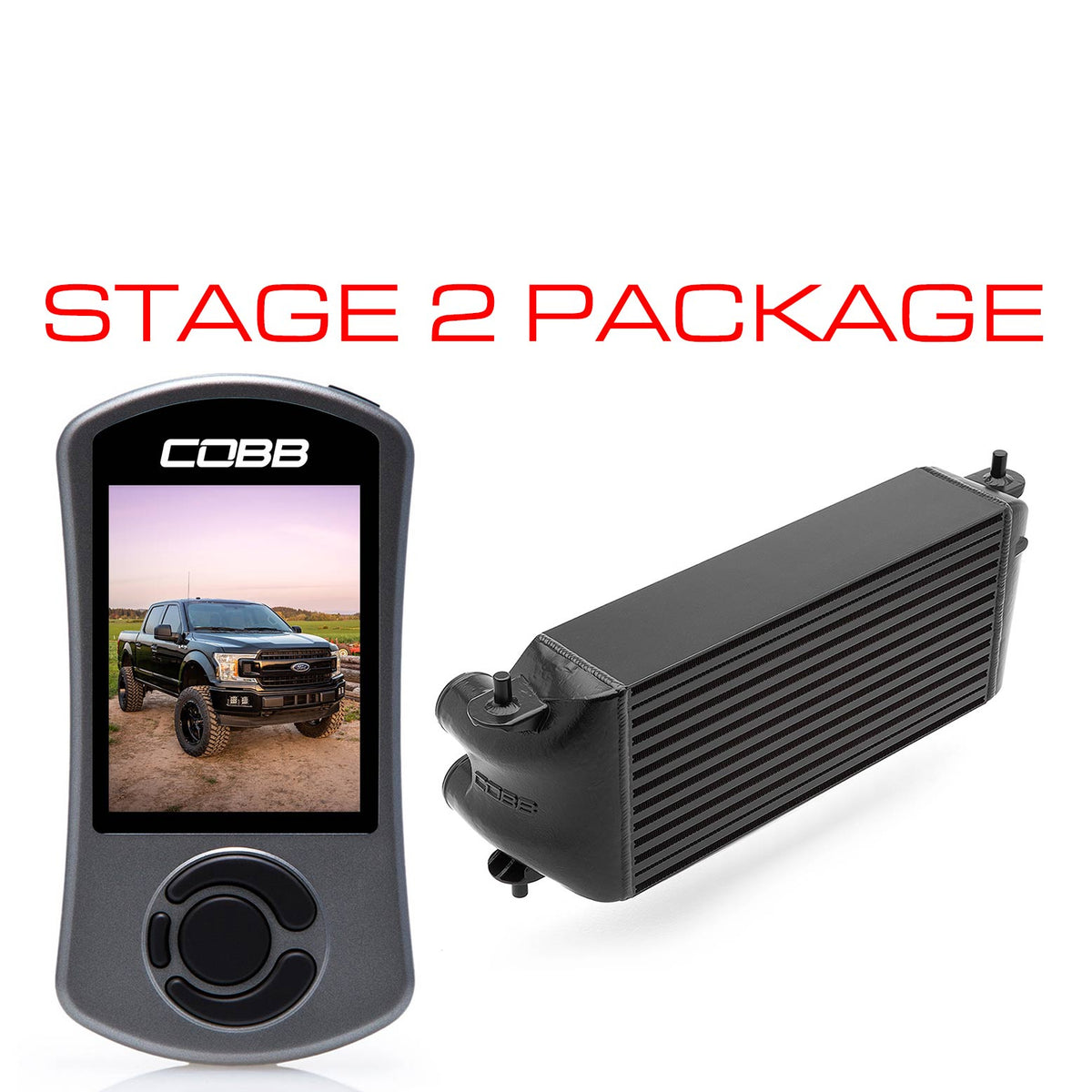 Cobb 2020 Ford F-150 Ecoboost 3.5L Stage 2 Power Package - Black (Factory Loc. I/C + NO INTAKE) - FOR0070S20BK-NI