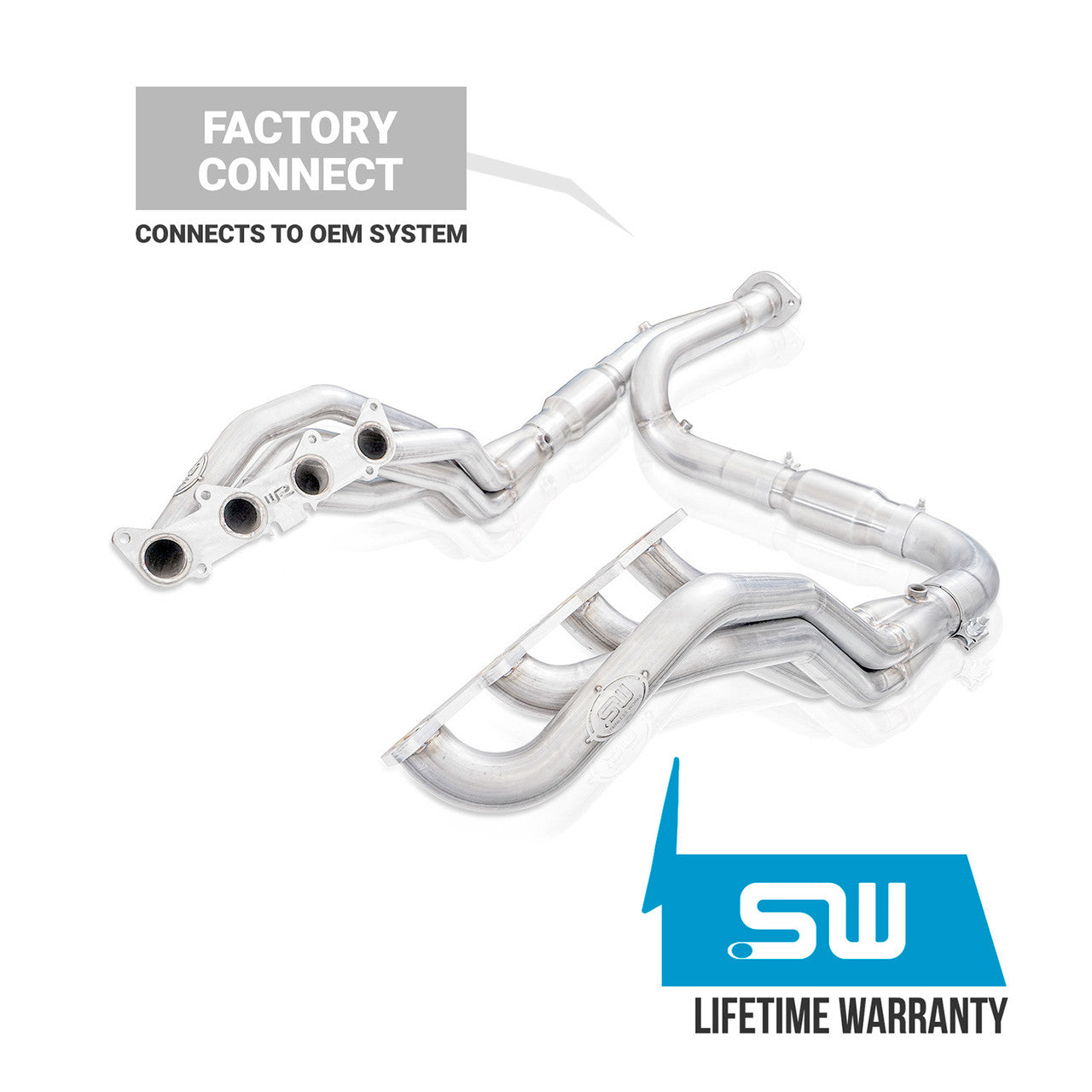 Stainless Works - 2021-2026 F-150 5.0L Long Tube Header Kit Factory Connect - FT21HCATY