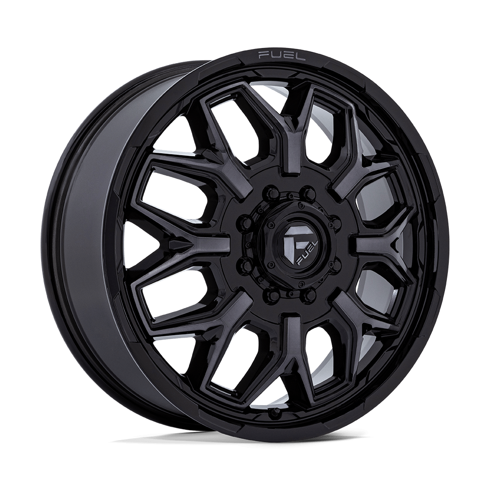 Fuel Off-Road Aluminum Wheels 20X8.25 Flux Dually D875 Gloss Black Brushed Face W/ Gray Tint