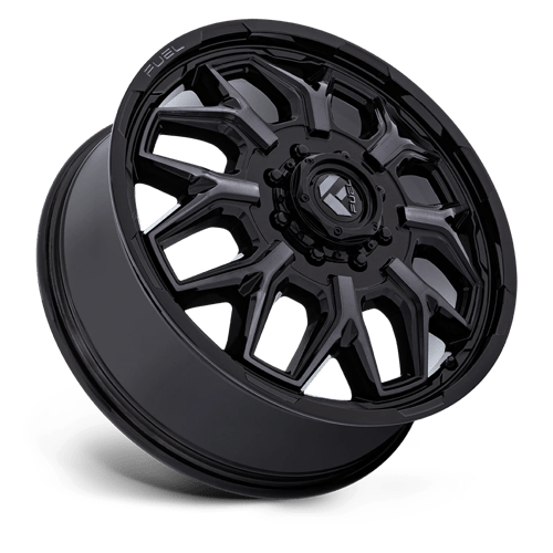 Fuel Off-Road Aluminum Wheels 22X8.25 Flux Dually D875 Gloss Black Brushed Face W/ Gray Tint