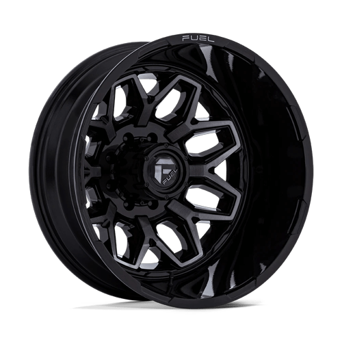 Fuel Off-Road Aluminum Wheels 20X8.25 Flux Dually D875 Gloss Black Brushed Face W/ Gray Tint