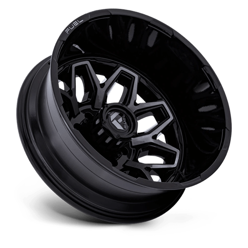Fuel Off-Road Aluminum Wheels 22X8.25 Flux Dually D875 Gloss Black Brushed Face W/ Gray Tint