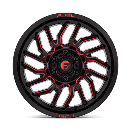 Fuel Off-Road D808 20X9 Gloss Black Milled W/ Red Tint 6x139.7 +1mm