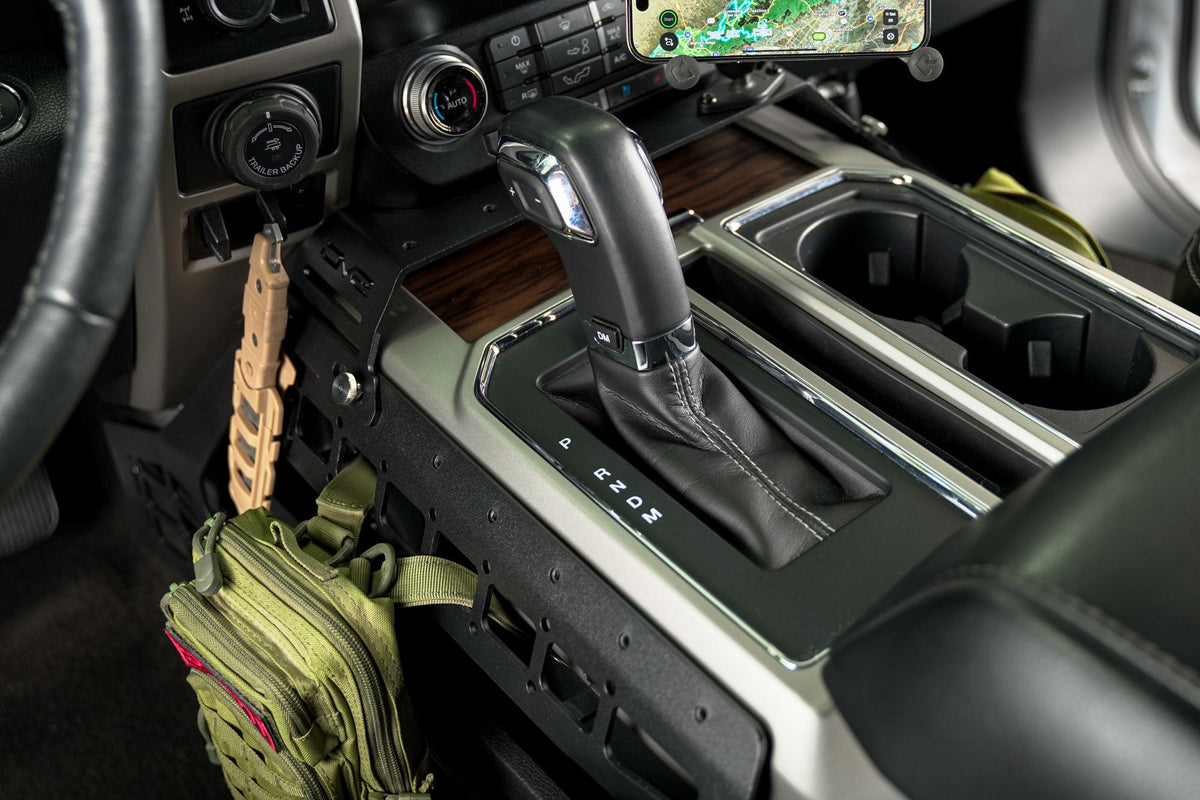 DV8 Offroad - 2015-2020 Ford F-150 & 2017-2021 F-250/350 | Center Console Molle Panels & Device Mount - CCFF-01
