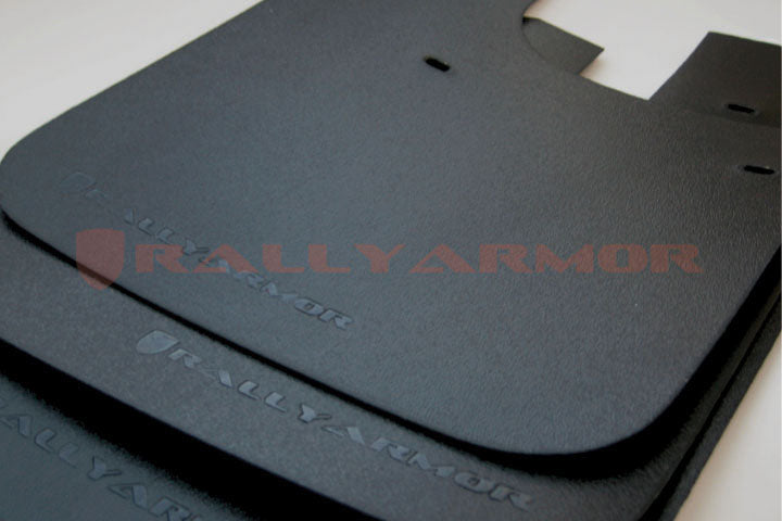 Rally Armor 93-01 Subaru Impreza RS Basic Black Mud Flap w/ Black Logo - MF2-BAS-BLK for 1993-2001 Subaru Impreza - front vie