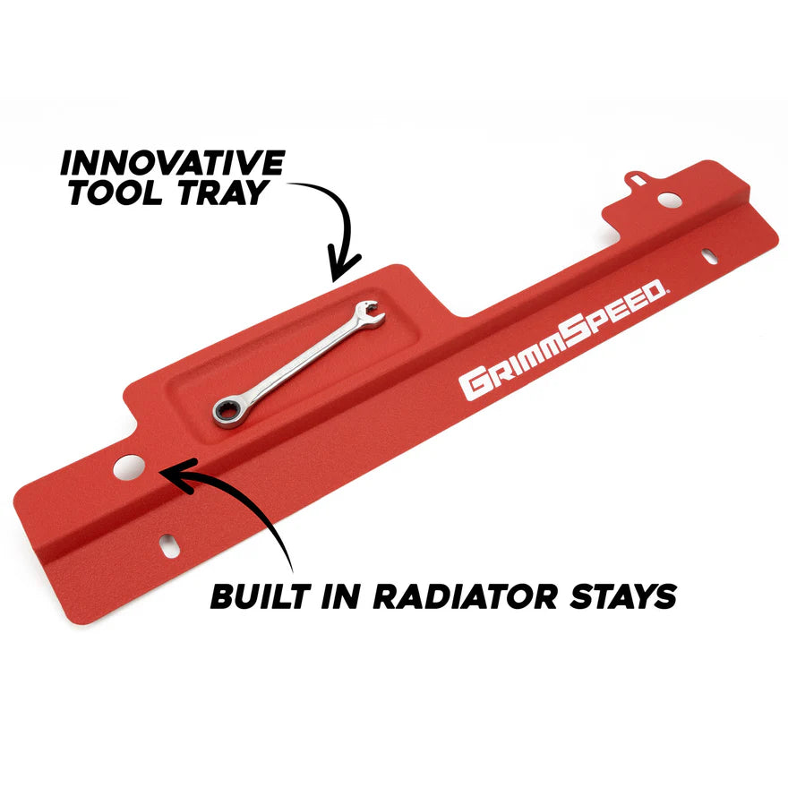 GrimmSpeed 02-07 Subaru Impreza/WRX / 04-07 STI Radiator Shroud w/Tool Tray - Red - 096006