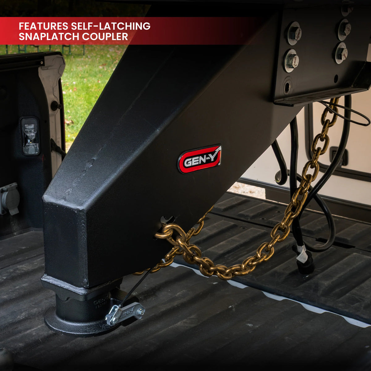Gen-Y Nomad Static 5th Wheel to Gooseneck - 6.5K TW 30K Tow - Texture Black (1116/1621/1716 Frames) - GH-8101