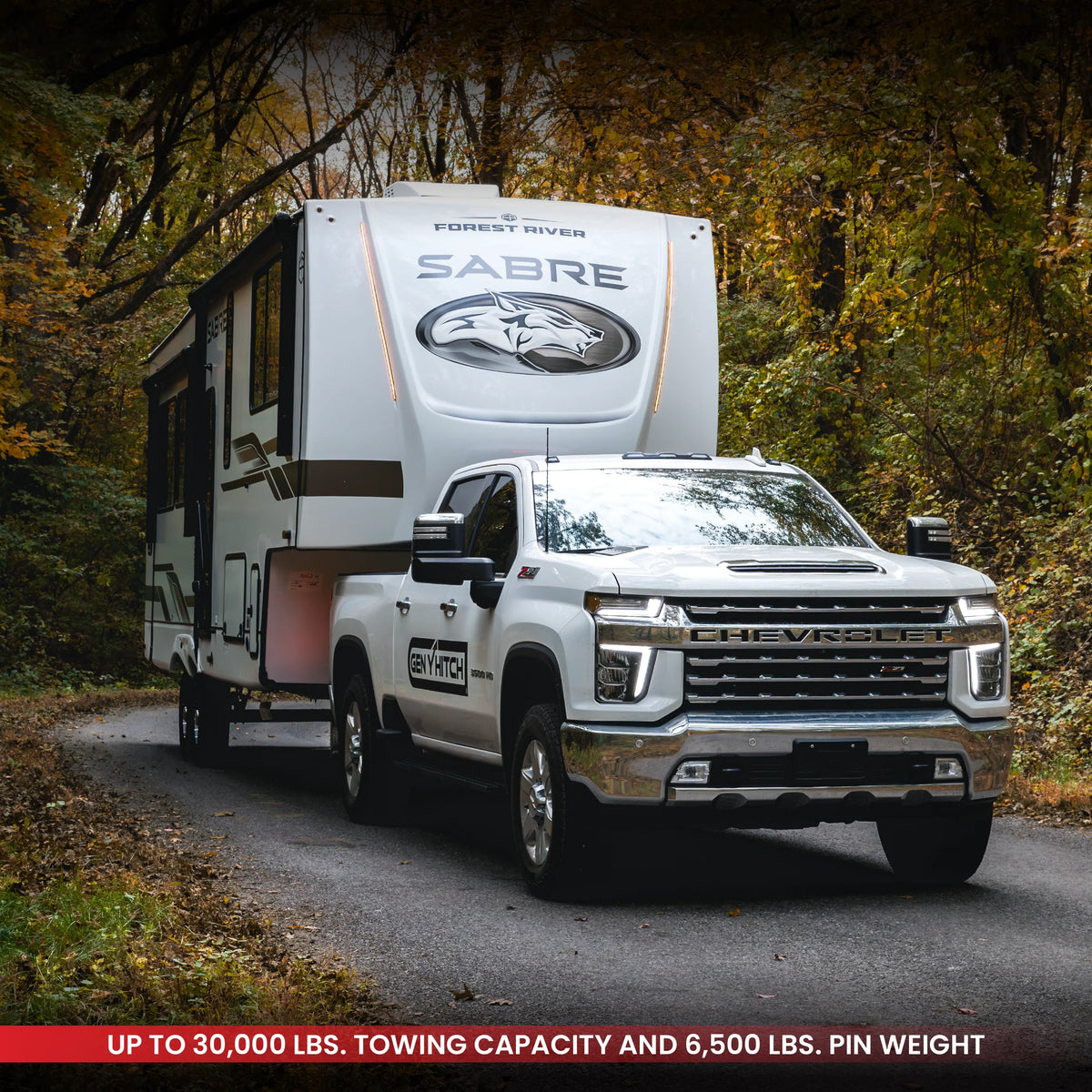 Gen-Y Nomad Static 5th Wheel to Gooseneck - 6.5K TW 30K Tow - Texture Black (1116/1621/1716 Frames) - GH-8101
