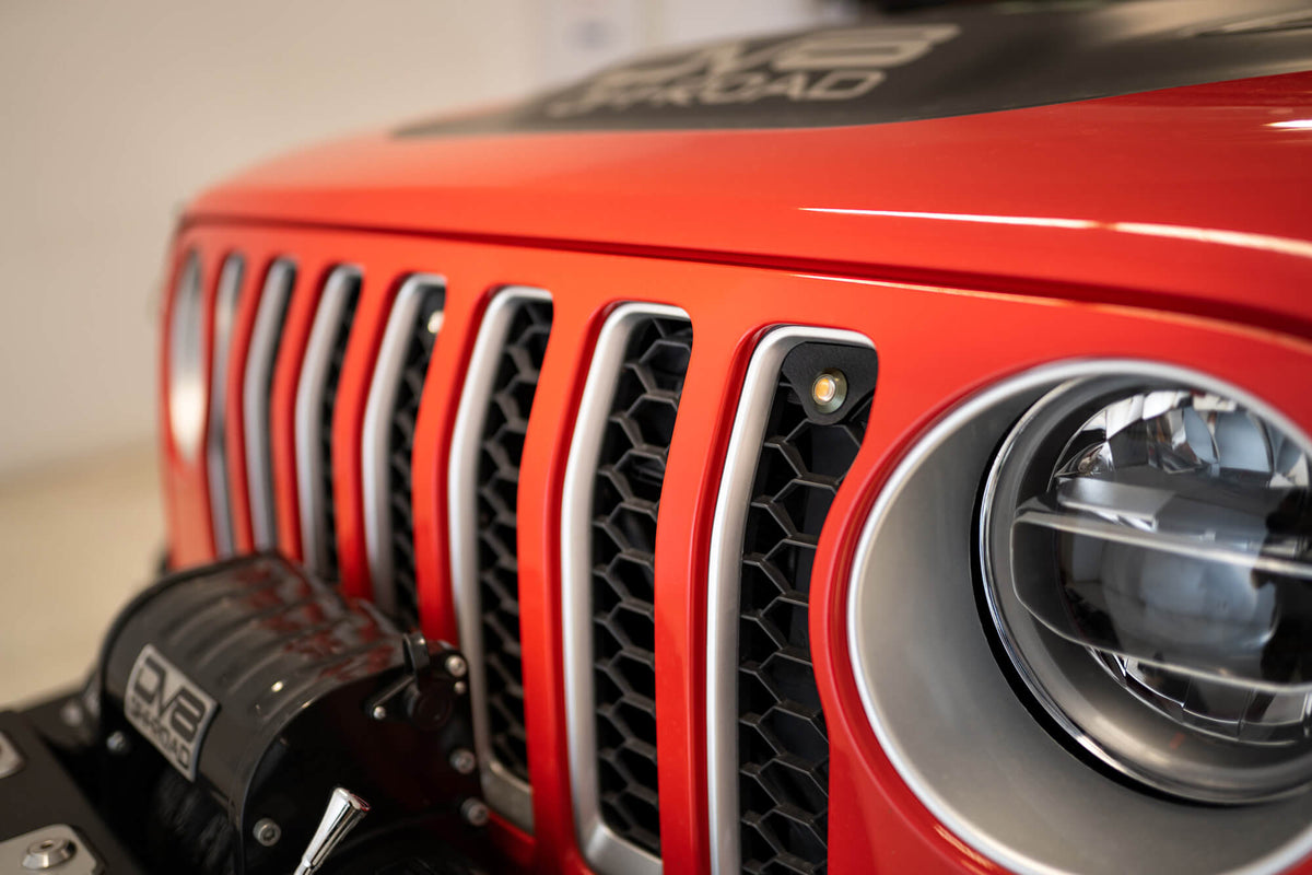 DV8 Offroad - Grjl-02 18-22 Jeep Wrangler JL Front Grill Amber Accent Lights - GRJL-02