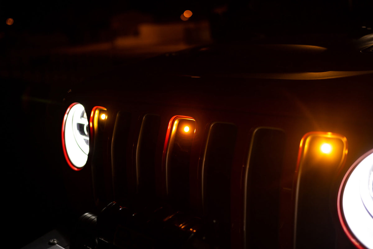 DV8 Offroad - Grjl-02 18-22 Jeep Wrangler JL Front Grill Amber Accent Lights - GRJL-02