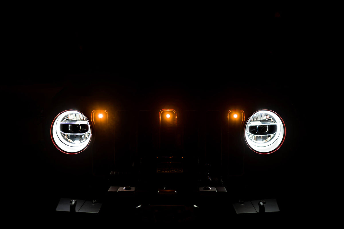 DV8 Offroad - Grjl-02 18-22 Jeep Wrangler JL Front Grill Amber Accent Lights - GRJL-02