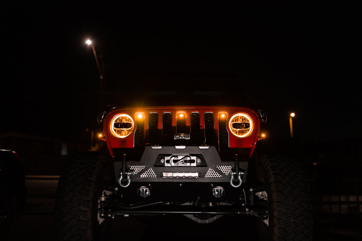 DV8 Offroad - Grjl-02 18-22 Jeep Wrangler JL Front Grill Amber Accent Lights - GRJL-02