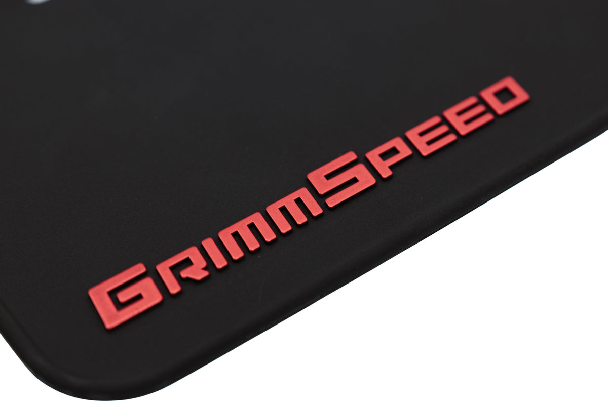 Grimmspeed 22-25 Subaru WRX Mudflaps - Black w/ WhiteLettering - GRM.1022.1.WHT