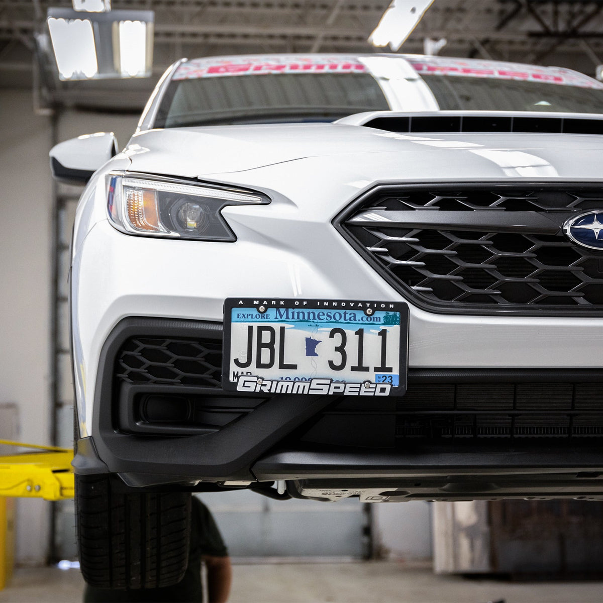 GrimmSpeed License Plate Frame - GrimmSpeed Red Text (Pair) - GRM111050