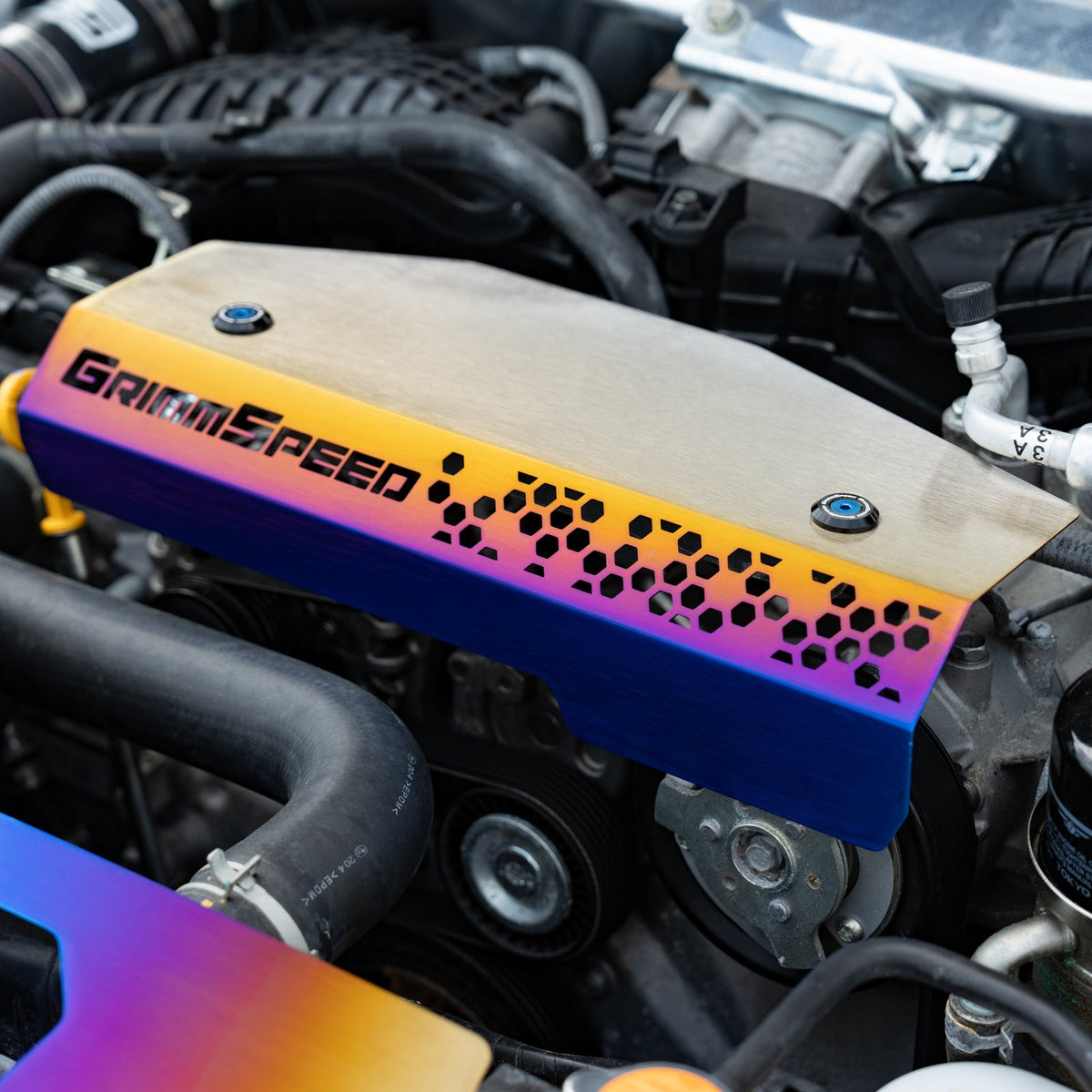 GrimmSpeed - Titanium Pulley Cover - 2022+ Subaru WRX, 2019+ Subaru Ascent - GRM113086TI