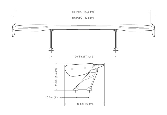 Seibon Universal GT Style Carbon Fiber Rear Spoiler - GTWING-1