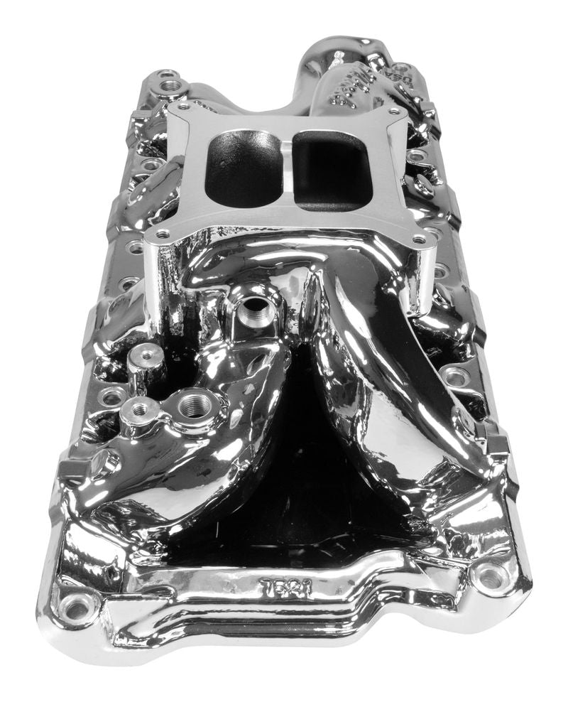 Edelbrock Ford Small-Block 289-302-347 RPM Air-Gap Intake Manifold - Chrome Plasma Finish - 7521-CP