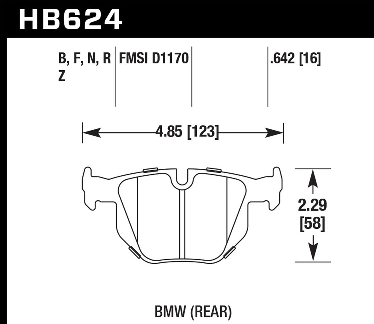Hawk 06-15 BMW 330i/335i/X1 DTC-30 Rear Brake Pads - HB624W.642 - front view