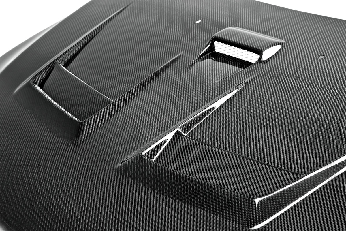 Seibon 08-12 Mitsubishi Lancer Evo X DV-Style Carbon Fiber Hood - HD0809MITEVOX-DV