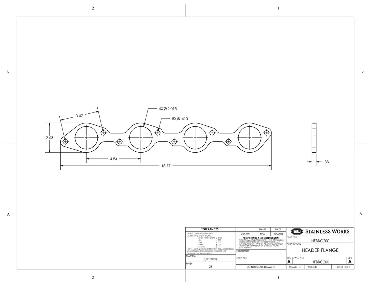 Stainless Works - Chevrolet BBC Header Flange - HFBBC200